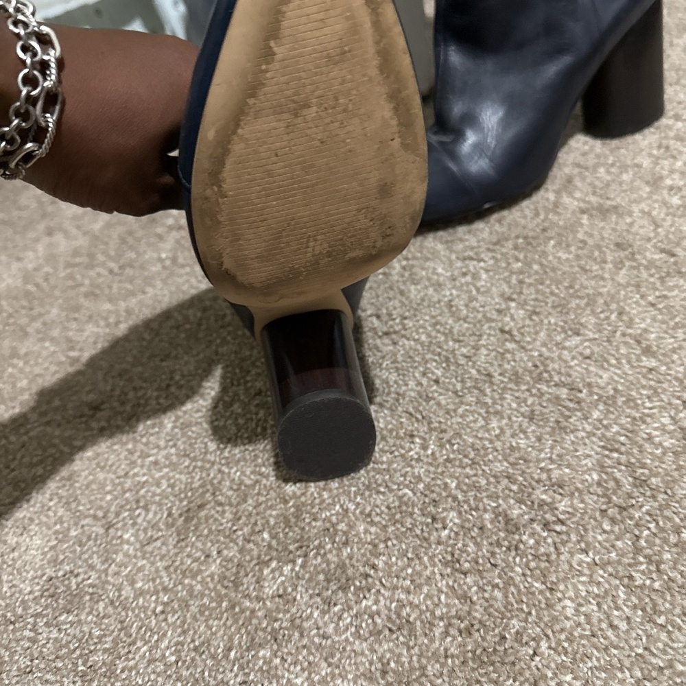 Navy blue knee boots